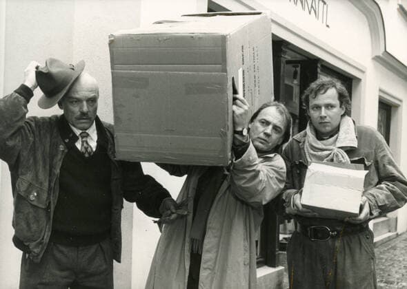 German actors Bruno Ganz (left), Axel Milberg, and Charles Brauer in the TV series Tassilo, Germany 1991 