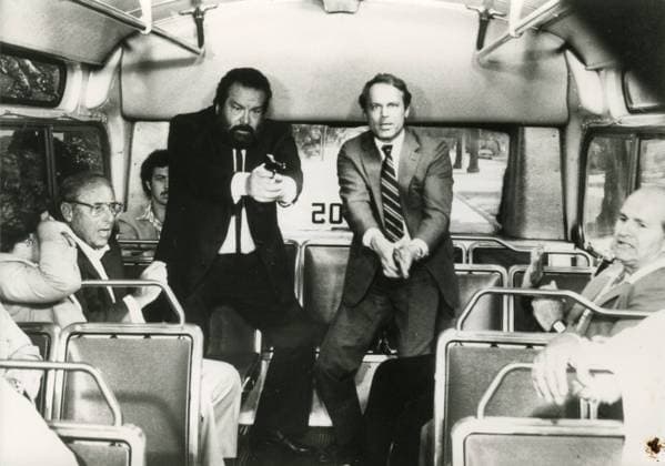 Italian actors Terence Hill and Bud Spencer in the movie Miami Supercops, Italy 1985 