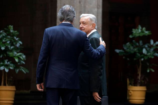 President of Ecuador Working Visit to Mexico November 24, 2022, Mexico City, Mexico: The President of Mexico, Andres Manuel Lopez Obrador and the President of Ecuador, Guillermo Lasso, during the welcoming ceremony as part of the Ecuadorian President s official visit to Mexico at the National Palace. on November 24, 2022 in Mexico City, Mexico (Photo by Luis Barron Eyepix Group). Copyright: xLuisxBarronx xEyepixxGroupx LB_24112022_82339