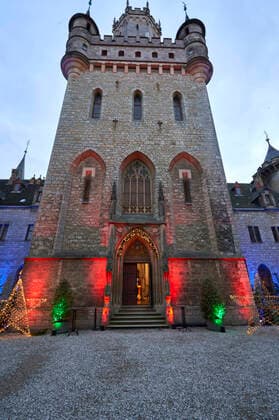 Pressetermin zur Licht- und Musikinstallation Wintermärchen auf Schloss Marienburg. Pattensen, 24.11.2022