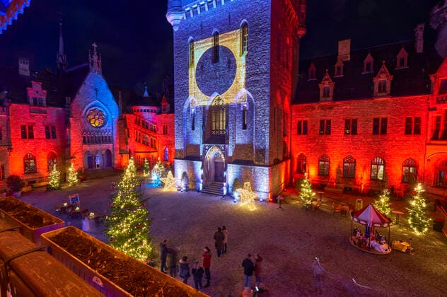 Pressetermin zur Licht- und Musikinstallation Wintermärchen auf Schloss Marienburg. Pattensen, 24.11.2022