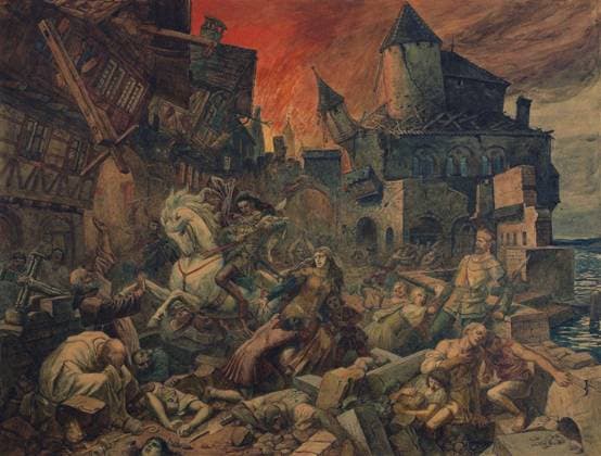 RECORD DATE NOT STATED The Basel earthquake of 18 October 1356. Copyright:x?xFinexArtxImages HeritagexImagesx IMAGO ,2700205 ! ACHTUNG: AUFNAHMEDATUM GESCHÄTZT!  Copyright:?xFinexArtxImages HeritagexImagesx IMAGO