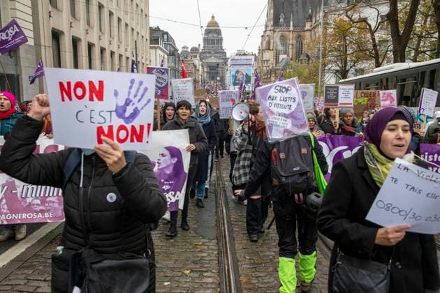 News Bilder des Tages Illustration picture shows National demonstration against violence against women organized by the Mirabal platform, in Brussel, Sunday 27 November 2022.  NICOLASxMAETERLINCK 54140864
