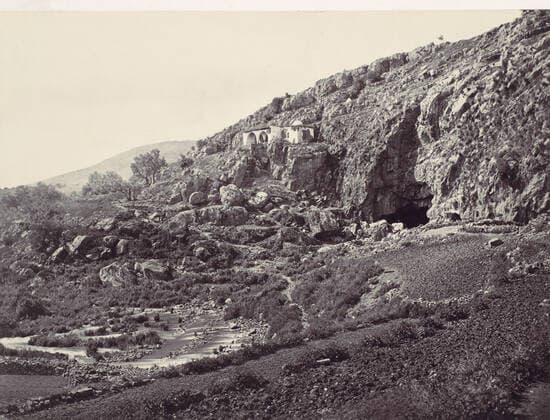 RECORD DATE NOT STATED Principal Source of the Jordan, Flowing From a Cave Near Banias, Near the Site of the ..., ca. 1857. Creator: Francis Frith. Copyright:xHeritagexArt HeritagexImagesx IMAGO ,2778841 ! ACHTUNG: AUFNAHMEDATUM GESCHÄTZT!  Copyright:HeritagexArt HeritagexImagesx IMAGO