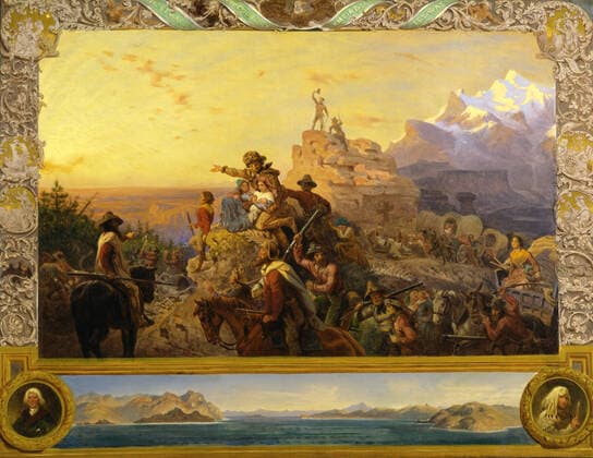 RECORD DATE NOT STATED Westward the Course of Empire Takes Its Way (mural study, U.S. Capitol), 1861. Creator: Emanuel Gottlieb Leutze. Copyright:xHeritagexArt HeritagexImagesx IMAGO ,2816092 ! ACHTUNG: AUFNAHMEDATUM GESCHÄTZT!  Copyright:HeritagexArt HeritagexImagesx IMAGO