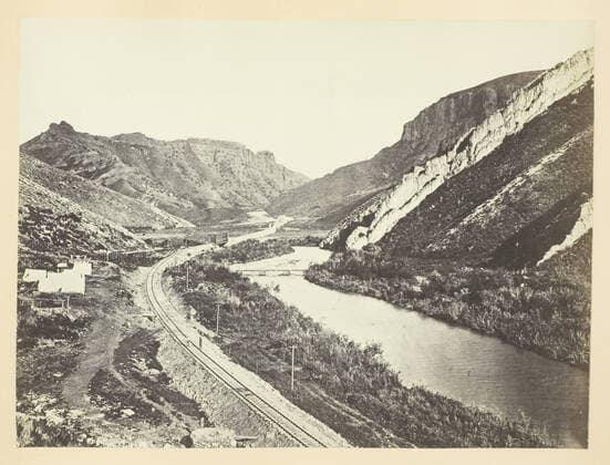 RECORD DATE NOT STATED Wilhelmina s Pass, Distant View of Serrated Rocks or Devil s Slide, Weber Canon, Utah, 1868 69. Creator: Andrew Joseph Russell. Copyright:xHeritagexArt HeritagexImagesx IMAGO ,2840632 ! ACHTUNG: AUFNAHMEDATUM GESCHÄTZT!  Copyright:HeritagexArt HeritagexImagesx IMAGO