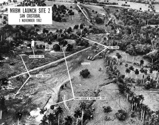 RECORD DATE NOT STATED This image taken by a low-flying tactical reconnaissance jet (RF-8A or RF-101A) on November 1, 1962 shows what may be the early stages of removal of an SS-4 SANDAL medium-range ballistic missile base in Cuba as the crisis eased. (Wikimedia Commons) Copyright: xpiemagsx dvidspieseptoct2022-56789 !ACHTUNG AUFNAHMEDATUM GESCHÄTZT!
