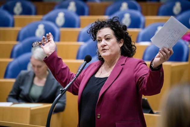THE HAGUE - Caroline van der Plas (BBB), during a debate in the House of Representatives on the budget for infrastructure and water management. The cabinet recently announced that it will invest approximately 7.5 billion euros in roads, rails and cycle paths. 65 percent of the investments are made in the Randstad conurbation and 35 percent in the rest of the country. ANP BART MAAT netherlands out - belgium out *** THE HAGUE Caroline van der Plas BBB , during a debate in the House of Representatives on the budget for infrastructure and water management The cabinet recently announced that it will invest approximately 7 5 billion euros in roads, rails and cycle paths 65 percent of the investments are made in the Randstad conurbation and 35 per  Copyright: xx x458611696x originalFilename: 458611696.jpg