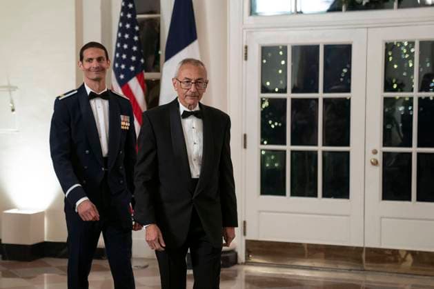 December 1, 2022, Washington, District of Columbia, USA: John Podesta, Senior Advisor to the President for Clean Energy Innovation and Gabriel Podesta arrive to attend a State Dinner in honor of President Emmanuel Macron and Brigitte Macron of France hosted by United States President Joe Biden and first lady Dr. Jill Biden at the White House in Washington, DC on Thursday, December 1, 2022 Washington USA - ZUMAs152 20221201_zaa_s152_399 Copyright: xSarahxSilbigerx-xPoolxviaxCNPx