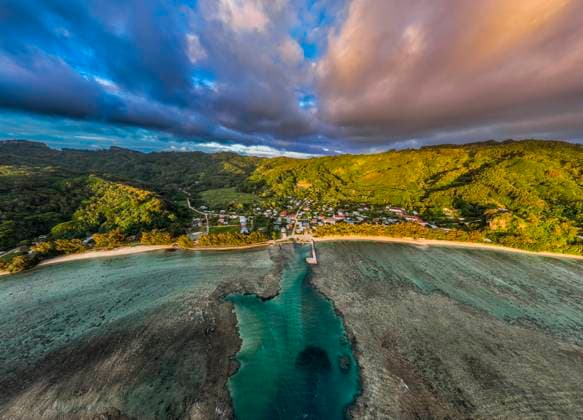 Aerial of Avera, Rurutu, Austral islands, French Polynesia, South Pacific, Pacific Copyright: MichaelxRunkel 1184-7464
