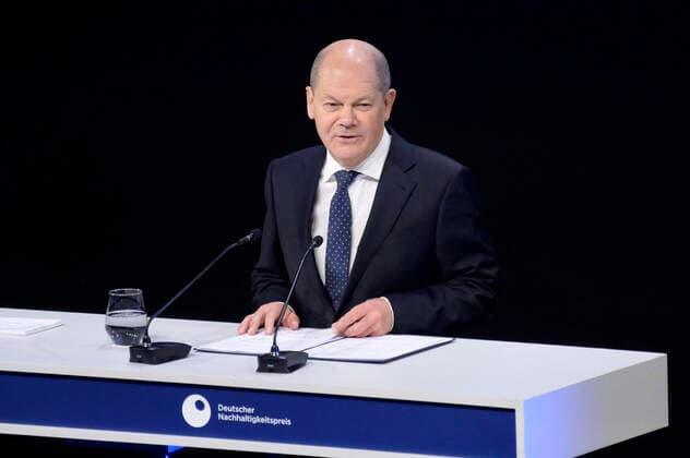 Olaf Scholz bei der Verleihung des 15. Deutschen Nachhaltigkeitspreises 2022 im Maritim Hotel. Düsseldorf, 02.12.2022
