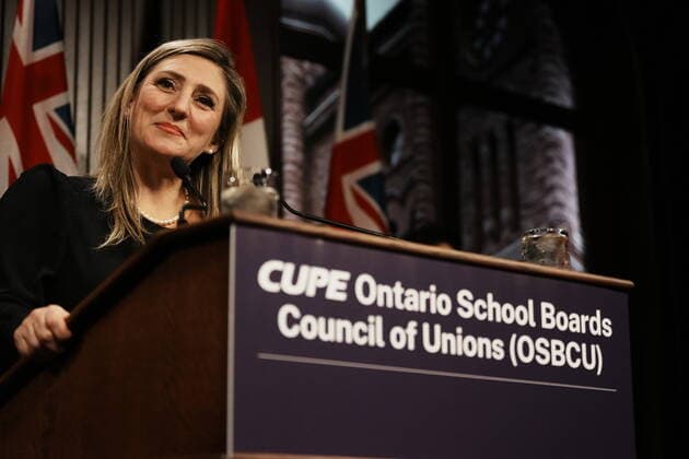 December 5, 2022, TORONTO, ON, CANADA: CUPE s Laura Walton speaks to journalists at the Queen s Park Legislature in Toronto on Monday December 5, 2022. The Canadian Union of Public Employees says about 73 per cent of its Ontario education workers who voted on a new contract with the government are in favour of ratification. TORONTO CANADA  - ZUMAc35_ 20221205_zaf_c35_014 Copyright: xChrisxYoungx