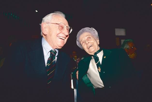 American biochemist Julius Axelrod and Italian scientist Rita Levi-Montalcini winners of the Nobel Prize, Italy 1994 