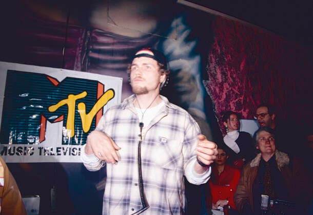 Italian DJ, singer, and songwriter Lorenzo Cherubini AKA Jovanotti at the Alien disco club, Rome, Italy 1994 
