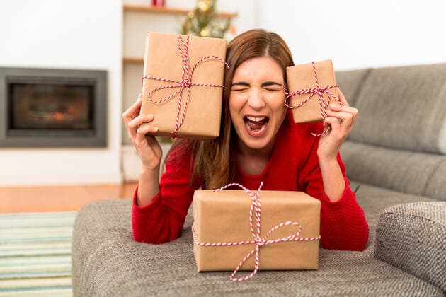RECORD DATE NOT STATED Beautiful woman at home in panic holding Christmas presents over her head, model released, , 22896426.jpg, woman, gifts, open, christmas, stress, crazy, home, share, love, friendship, xmas, receive, offer, excited, astonish, present, celebrate, holiday, tree, girl, red, celebration, decoration, fireplace, caucasian, beautiful, surprise, lifestyle, traditional, cute, smiling, young, concept, decorative, decor, season, cheerful, house, winter, leisure, family,