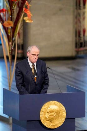 Oslo 20221210 Jan Ratchinskij, who represents the Russian organization Memorial, gives his Nobel lecture during the awarding of the Nobel Peace Prize for 2022 in an Oslo townhouse on Saturday Oslo Norway xx,  Copyright: xRodrigoxFreitasx qLm5LAbHGdo