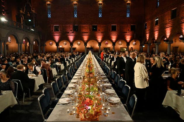 STOCKHOLM 20221210 The setting during the Nobel Banquet in the City Hall in Stockholm on Saturday STOCKHOLM Sweden x10050x,  Copyright: xPontusxLundahl TTx NOBEL 2022 BANKETTEN