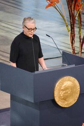 Nobel Peace Prize ceremony Norwegian Nobel Committee chair Berit Reiss-Andersen speaks at a Peace Prize award ceremony in Oslo on Dec. 10, 2022.  A14AA0001374270P