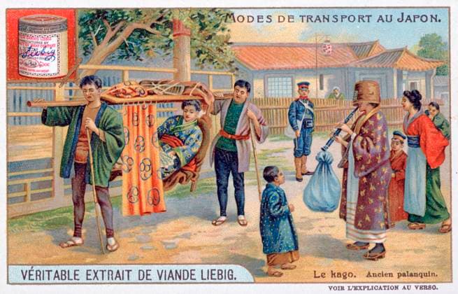 RECORD DATE NOT STATED Modes of transport in Japan, the Kago, 19th century. Artist: Unknown Copyright:xArtxMedia HeritagexImagesx IMAGO ,1343918 ! ACHTUNG: AUFNAHMEDATUM GESCHÄTZT!  Copyright:ArtxMedia HeritagexImagesx IMAGO