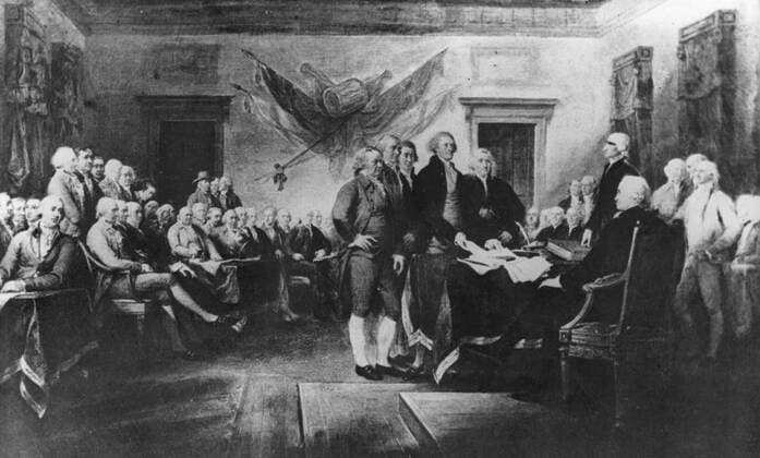 RECORD DATE NOT STATED Signing the Declaration of Independence, 28th June 1776 , c1817. Artist: John Trumbull Copyright:xKeystonexArchives HeritagexImagesx IMAGO ,2322523 ! ACHTUNG: AUFNAHMEDATUM GESCHÄTZT!  Copyright:KeystonexArchives HeritagexImagesx IMAGO