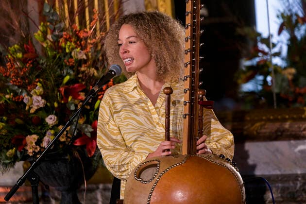 Belgian singer Lubiana pictured during the award ceremony of the 2022 edition of the Belgodyssee prize for young journalists, at the Royal Palace in Brussels, Tuesday 13 December 2022. The contest is an initiative of the Prince Philippe Fund, the VRT and the RTBF, in collaboration with Metro and L Avenir, and with the support of the Chancellery of the Prime Minister and Brussels Airlines.  LAURIExDIEFFEMBACQ 55997404