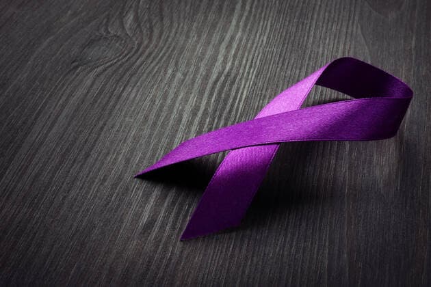 RECORD DATE NOT STATED Purple awareness ribbon on a desk. Pancreatic cancer. , 30283780.jpg, pancreatic, cancer, purple, ribbon, awareness, alzheimer, lupus, disease, alzheimers, world, violence, support, day, lymphoma, violet, domestic, health, prevention, campaign, testicular, epilepsy, illness, international, syndrome, hodgkin, fibromyalgia, homophobia, tolerance,