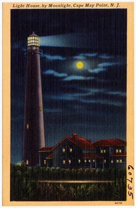 RECORD DATE NOT STATED Light house, by moonlight, Cape May Point, N. J. , Lighthouses, Tichnor Brothers Collection, postcards of the United States Copyright: xpiemagsx digcompie09122022-74420 !ACHTUNG AUFNAHMEDATUM GESCHÄTZT!