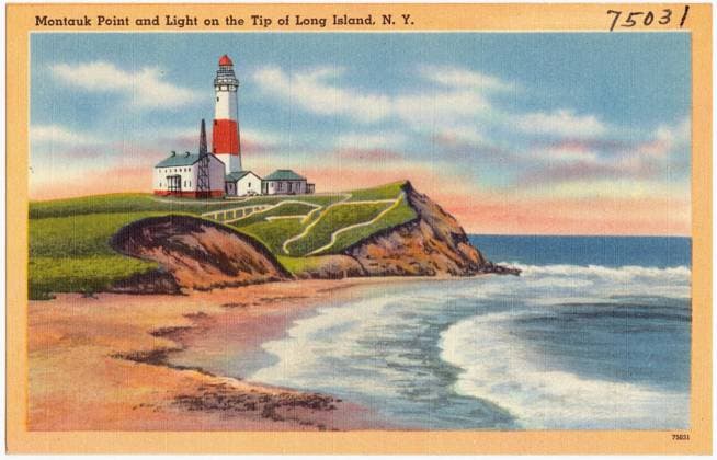 RECORD DATE NOT STATED Montauk Point and light on the tip of Long Island, N. Y. , Beaches, Lighthouses, Tichnor Brothers Collection, postcards of the United States Copyright: xpiemagsx digcompie09122022-84780 !ACHTUNG AUFNAHMEDATUM GESCHÄTZT!