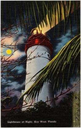 RECORD DATE NOT STATED Lighthouse at night, Key West, Florida , Lighthouses, Tichnor Brothers Collection, postcards of the United States Copyright: xpiemagsx digcompie09122022-74437 !ACHTUNG AUFNAHMEDATUM GESCHÄTZT!