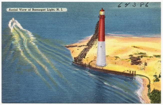 RECORD DATE NOT STATED Aerial view of Barnegat Light, N. J. , Lighthouses, Beaches, Tichnor Brothers Collection, postcards of the United States Copyright: xpiemagsx postcardpie-353 !ACHTUNG AUFNAHMEDATUM GESCHÄTZT!