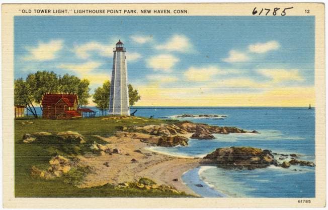 RECORD DATE NOT STATED Old Tower Light, Lighthouse Point Park, New Haven, Conn. , Lighthouses, Tichnor Brothers Collection, postcards of the United States Copyright: xpiemagsx digcompie09122022-92680 !ACHTUNG AUFNAHMEDATUM GESCHÄTZT!