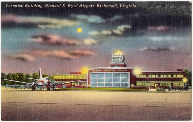 RECORD DATE NOT STATED Terminal building, Richard E. Byrd Airport, Richmond, Virginia. , Airports, Tichnor Brothers Collection, postcards of the United States Copyright: xpiemagsx postcardpie-24073 !ACHTUNG AUFNAHMEDATUM GESCHÄTZT!