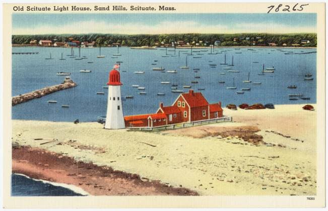 RECORD DATE NOT STATED Old Scituate Light House, Sand Hills, Scituate, Mass. , Lighthouses, Tichnor Brothers Collection, postcards of the United States Copyright: xpiemagsx postcardpie-17665 !ACHTUNG AUFNAHMEDATUM GESCHÄTZT!