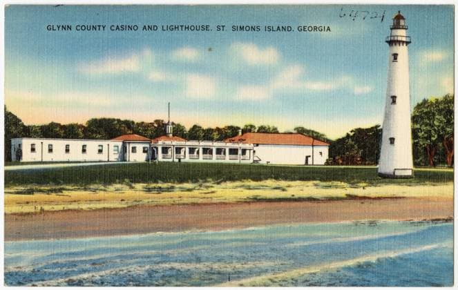 RECORD DATE NOT STATED Glynn County Casino and Lighthouse, St. Simons Island, Georgia , Sports & recreation facilities, Lighthouses, Beaches, Tichnor Brothers Collection, postcards of the United States Copyright: xpiemagsx postcardpie-9358 !ACHTUNG AUFNAHMEDATUM GESCHÄTZT!