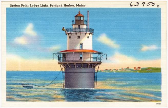 RECORD DATE NOT STATED Spring Point Ledge Light, Portland Harbor, Maine , Lighthouses, Tichnor Brothers Collection, postcards of the United States Copyright: xpiemagsx postcardpie-22545 !ACHTUNG AUFNAHMEDATUM GESCHÄTZT!
