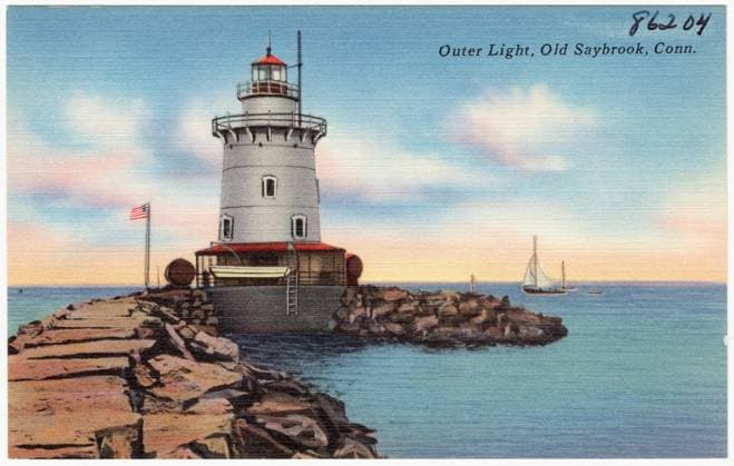 RECORD DATE NOT STATED Outer Light, Old Saybrook, Conn. , Lighthouses, Tichnor Brothers Collection, postcards of the United States Copyright: xpiemagsx postcardpie-18089 !ACHTUNG AUFNAHMEDATUM GESCHÄTZT!
