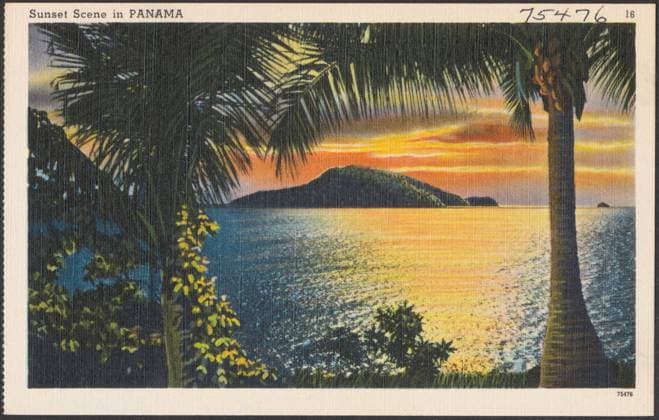RECORD DATE NOT STATED Sunset scene in Panama , Sunrises & sunsets, Palms, Bodies of water, Tichnor Brothers Collection, postcards of the United States Copyright: xpiemagsx digcompie09122022-123797 !ACHTUNG AUFNAHMEDATUM GESCHÄTZT!