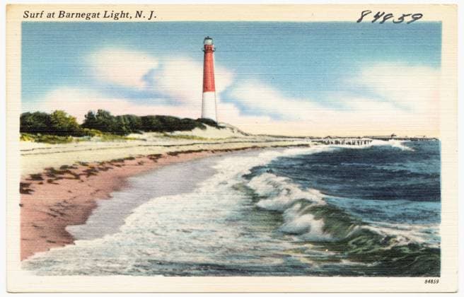 RECORD DATE NOT STATED Surf at Barnegat Light, N. J. , Lighthouses, Beaches, Tichnor Brothers Collection, postcards of the United States Copyright: xpiemagsx digcompie09122022-123936 !ACHTUNG AUFNAHMEDATUM GESCHÄTZT!