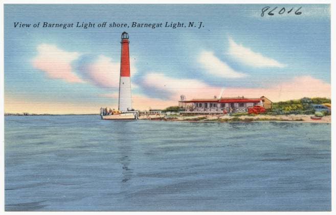 RECORD DATE NOT STATED View of Barnegat Light off shore, Barnegat Light, N. J. , Lighthouses, Beaches, Tichnor Brothers Collection, postcards of the United States Copyright: xpiemagsx digcompie09122022-133556 !ACHTUNG AUFNAHMEDATUM GESCHÄTZT!