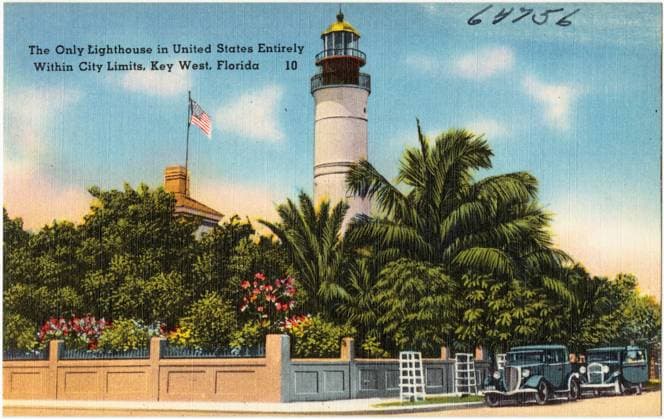 RECORD DATE NOT STATED The only lighthouse in United States entirely within city limits, Key West, Florida , Lighthouses, Tichnor Brothers Collection, postcards of the United States Copyright: xpiemagsx digcompie09122022-93367 !ACHTUNG AUFNAHMEDATUM GESCHÄTZT!