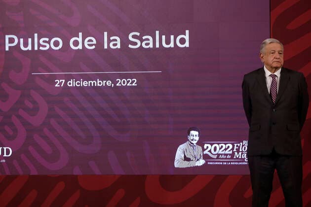 President of Mexico in conference before the media December 27, 2022, Mexico City, Mexico: Mexican President Andres Manuel Lopez Obrador during a conference with reporters at the National Palace in Mexico City, Mexico on December 27, 2022 in Mexico City, Mexico (Photo by Luis Barron Eyepix Group). Copyright: xLuisxBarronx xEyepixxGroupx LB_20221227_AMLO1