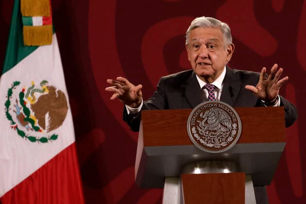 President of Mexico in conference before the media December 27, 2022, Mexico City, Mexico: Mexican President Andres Manuel Lopez Obrador during a conference with reporters at the National Palace in Mexico City, Mexico on December 27, 2022 in Mexico City, Mexico (Photo by Luis Barron Eyepix Group). Copyright: xLuisxBarronx xEyepixxGroupx LB_20221227_AMLO12