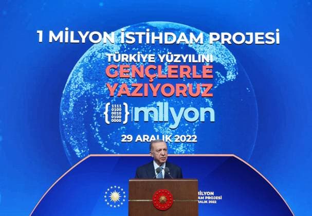 News Themen der Woche KW52 News Bilder des Tages Türkei, Recep Tayyip Erdogan präsentiert Programm zur Schaffung von 1. Millionen Arbeitsplätzen Turkish President Recep Tayyip Erdogan participates in the program to inform the public about the project to employ one million people, in Ankara on December 29, 2022.. Photo by Turkish presidency apaimages Ankara Ankara Turkey 291222_ANKARA_TPO_00 (1) Copyright: xapaimagesxTurkishxpresidencyx xapaimagesx