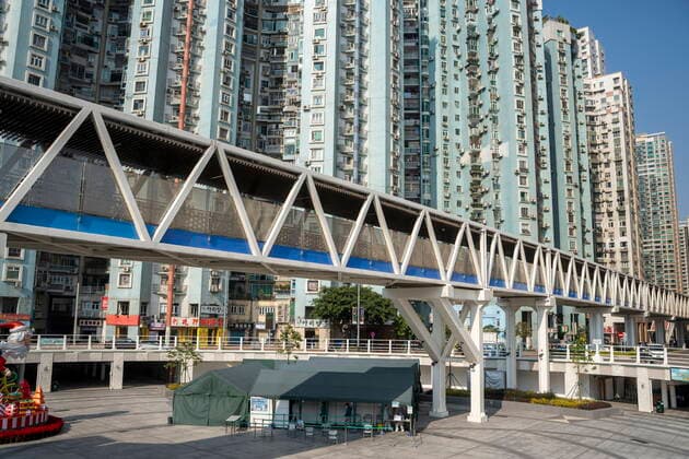 Macau Covid-19 Measures A General view showing a Covid-19 Community clinic under a bridge on December 29, 2022 in Macau, China. Macau Macau  Copyright: xVernonxYuenx originalFilename: yuen-macaucov221229_npdkC.jpg