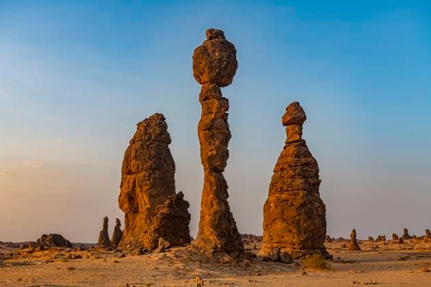 Creative Highlights World Saudi Arabia, Medina Province, Al Ula, Algharameel pinnacles at dusk, RUNF04812