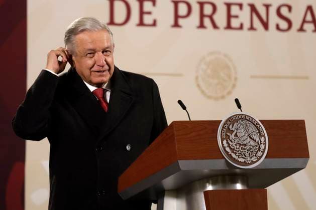 President of Mexico holds first press conference of 2023 January 2, 2023, Mexico City, Mexico: Mexican President Andres Manuel Lopez Obrador held his first press conference of 2023 before reporters at the National Palace in Mexico City, Mexico. on January 2, 2023 in Mexico City, Mexico (Photo by Luis Barron Eyepix Group). Copyright: xLuisxBarronx xEyepixxGroupx LB_20230102_AMLO_11