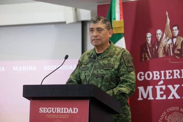 Mexico City, Mexico, January 5, 2023: The Secretary of National Defense, Luis Crescencio Sandoval speaks during the press conference after the arrest of Ovidio Guzman, from the criminal group of the Pacific Cartel and son of JoaquoÂ­n GuzmoÂ¡n Loera, leader of the Sinaloa cartel, detained in the US. on January 5, 2022 in Mexico City, Mexico. Mexico City Mexico - ZUMAe321 20230105_zia_e321_044 Copyright: xLuisxBarron xEyepixxGroupx