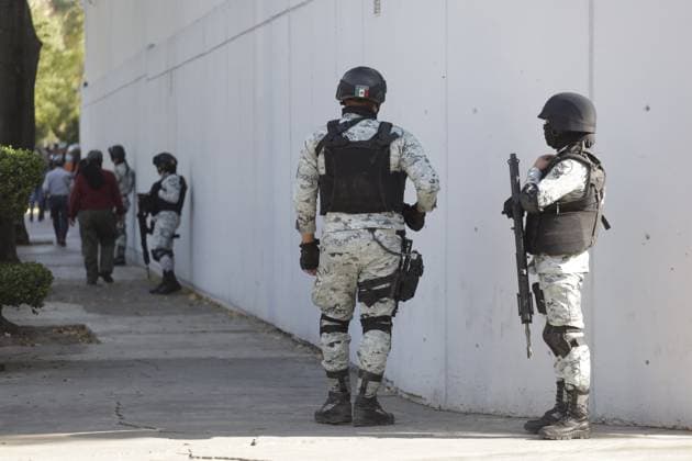 Capture Drug Trafficker Leader Of the Sinaloa Cartel Ovidio Guzman Lopez January 5, 2023, Mexico City, Mexico: Members of the National Guard guard the facilities of the Specialized Prosecutor for Organized Crime (FEMDO), where drug trafficker leader of the Sinaloa cartel Ovidio Guzman Lopez, son of former Sinaloa cartel drug lord Joaquin Guzman Loera, alias El Chapo, is being held . on January 5, 2023 in Mexico City, Mexico. (Photo by Luis Barron Eyepix Group) Copyright: xLuisxBarron xEyepixxGroupx LB_05012023_85333