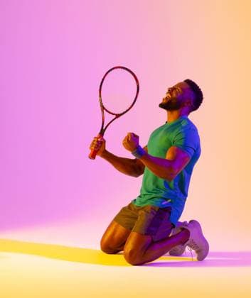 Creative Highlights Symbolbilder Vertical image of successful african american male tennis player in violet and yellow lighting Vertical image of successful african american male tennis player in violet and yellow lighting. Sport, movement, fitness and active lifestyle concept., model released, , property released, Cape Town, South Africa, , 3733822.jpg, people,vertical,image,successful,african american,male,tennis player,violet,yellow,lighting,sport,movement,fitness,active lifestyle,concept,exercise,workout,active,fit,training,athlete,recreation,activity,athletic,lifestyle,design,healthy,gym,background,body,illustration,abstract,color,graphic,leisure,african,american,tennis,player