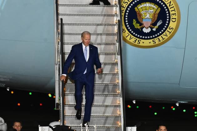 January 8, 2022, Mexico City, Mexico: US President Joe Biden arrives at the Santa Lucia Airport (Felipe Angeles) on the occasion of his participation in the 10th North American Leaders Summit. on January 8, 2022 in Mexico City, Mexico. ( Carlos Tischler Eyepx Group) Eyepix Group Mexico City Mexico - ZUMAe321 20230109_zia_e321_075 Copyright: x<authorx